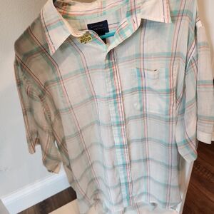 Casual Corner Men's Pastel Plaid Button-Down Shirt